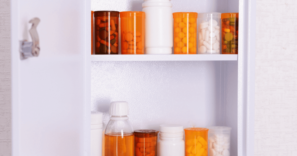 Medicine Cabinet with Bottles Inside