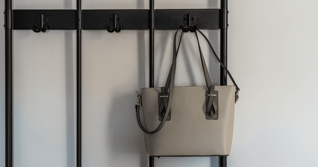 Purse Hanging on Coat Rack